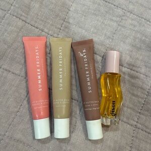 SUMMER FRIDAYS Lip butter balm trio + Gisou lip oil ($100 Value)